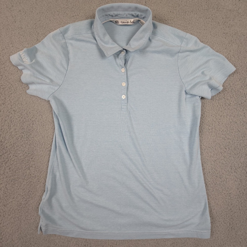 Travis Mathew Polo‎ Shirt Mens Large Blue Pima Cotton Blend Short Sleeve Stretch